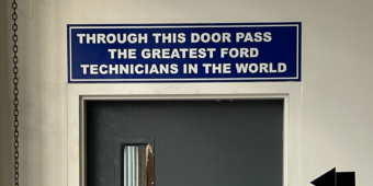 Through this door pass the greatest Ford technicians in the world Parts Dept.