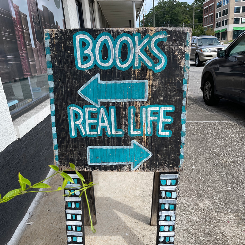 Books [left arrow] Real Life [right arrow]