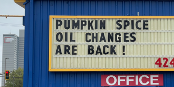 Pumpkin spice oil changes are back!